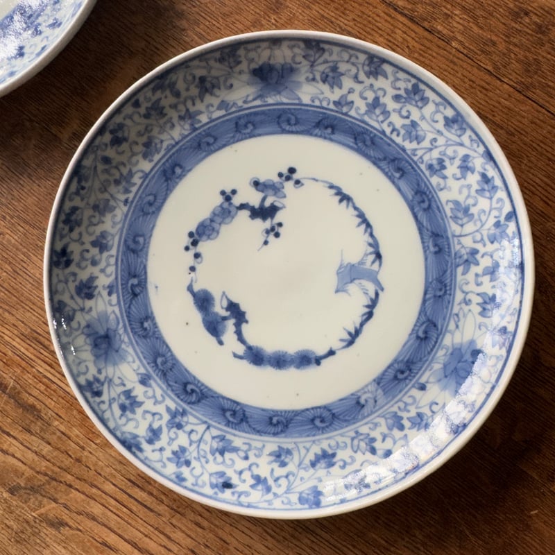 古伊万里 染付花唐草文 中皿(16㎝) 2客セット | Kaikaroman