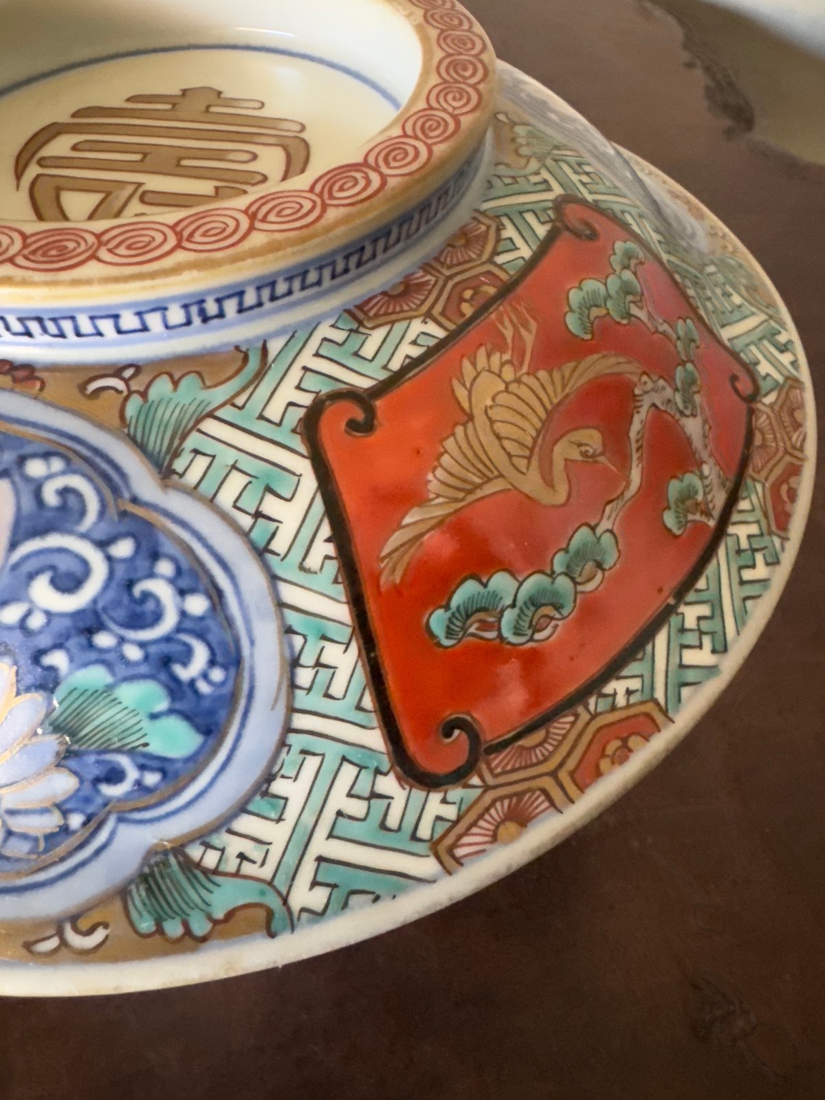 古伊万里 錦手寿字窓絵松鶴吉祥文 喰籠/蓋物 | Kaikaroman ONLINE STORE