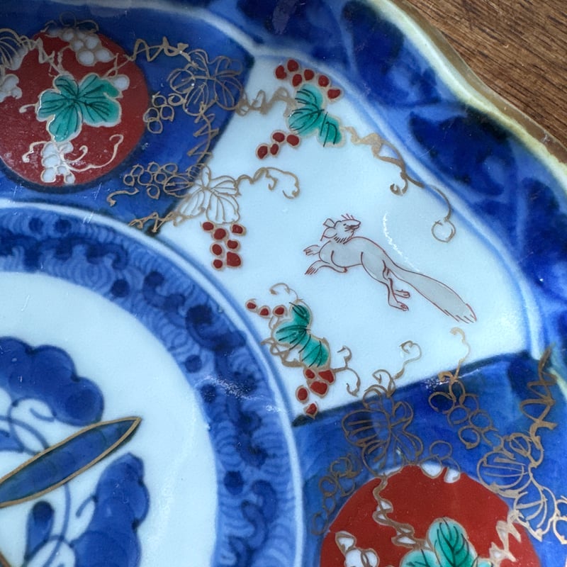 古伊万里 染錦葡萄栗鼠文 輪花七寸皿 1枚 | Kaikaroman ONLINE STORE