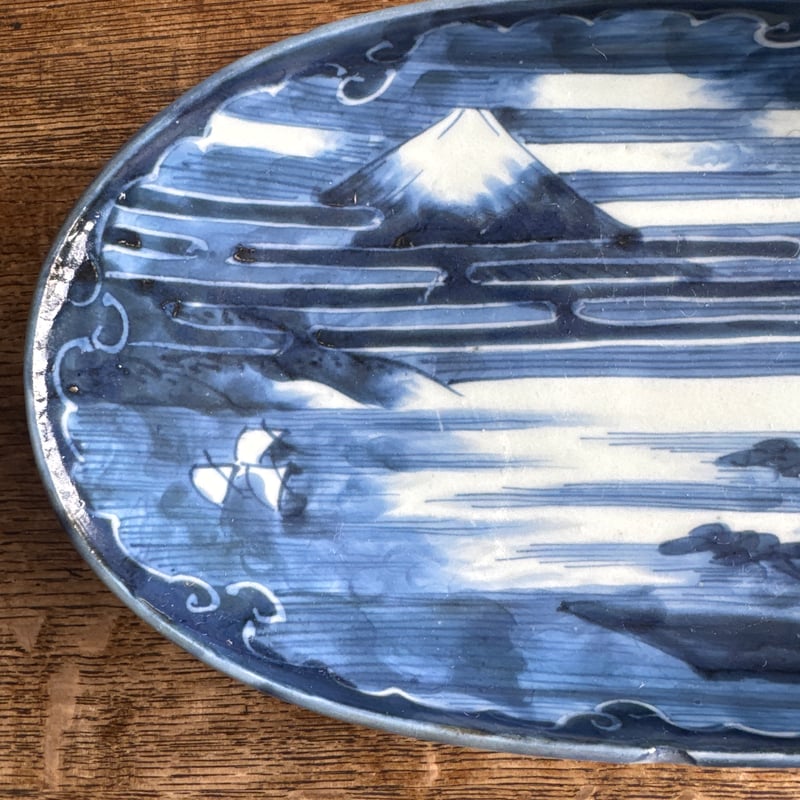 古伊万里 染付富士図楕円皿 5客セット | Kaikaroman ONLINE STORE