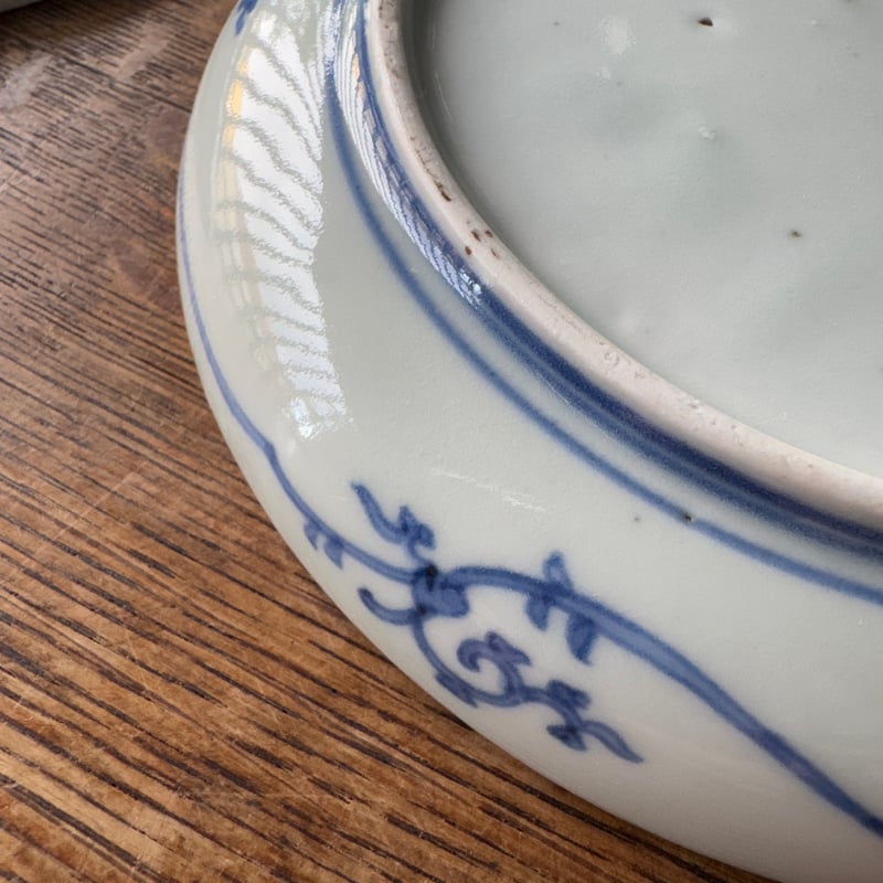 古伊万里 染付 花唐草 龍 中皿 古伊万里 染付 全面花唐草