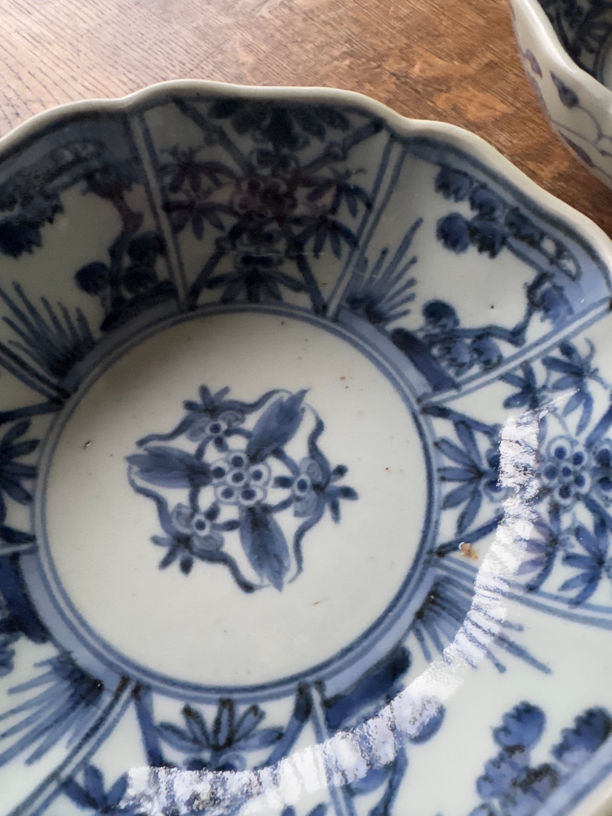 古伊万里 染付松竹梅文 輪花膾皿 渦福銘 2客セット | Kaikaroman