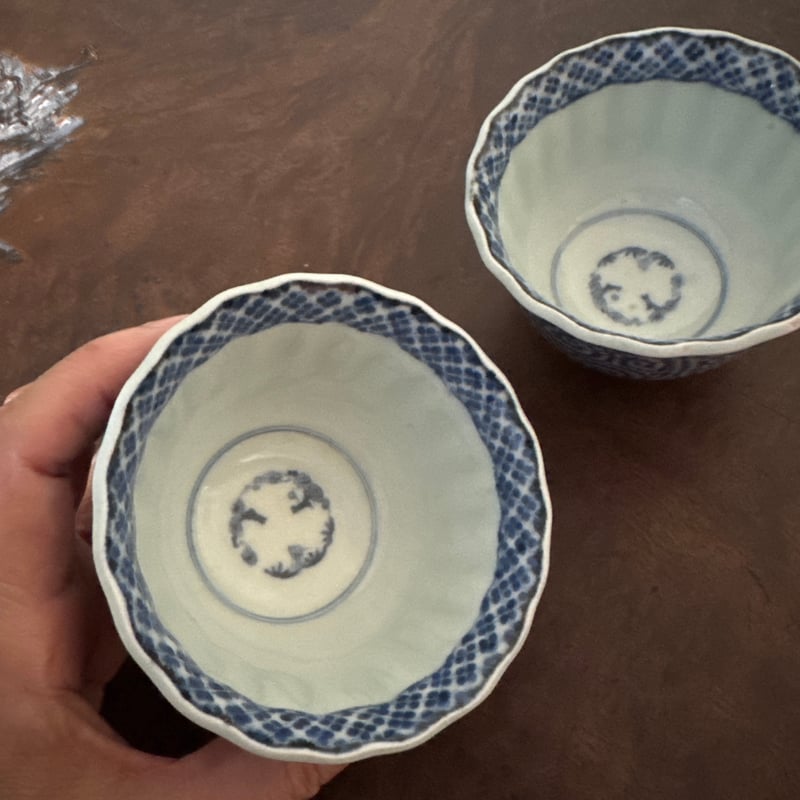 古伊万里 染付蛸唐草文 輪花向付 2客セット | Kaikaroman ONLINE STORE