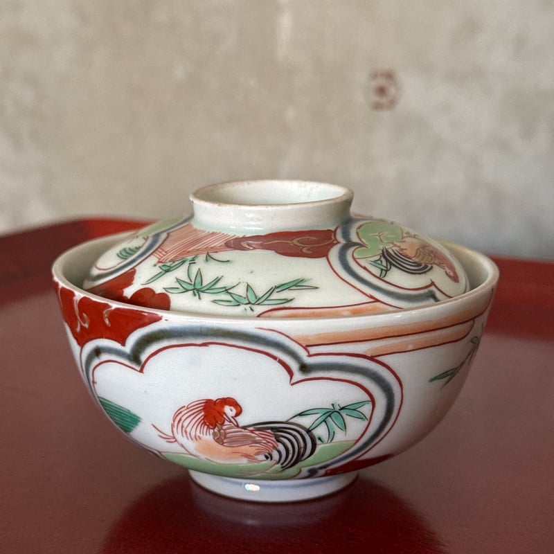 古伊万里 色絵窓絵鶏図 蓋茶碗 5客セット | Kaikaroman ONLINE STORE