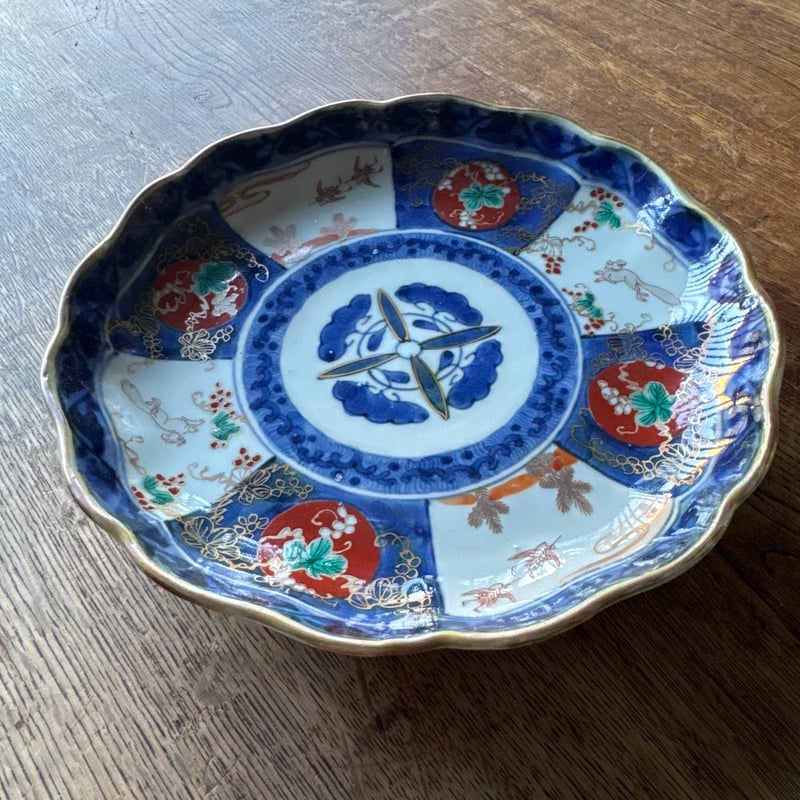 古伊万里　錦手　七寸皿　五枚　直径21.8cm 古伊万里 染錦葡萄栗鼠文 輪花七寸皿 1枚 | Kaikaroman ONLINE STORE