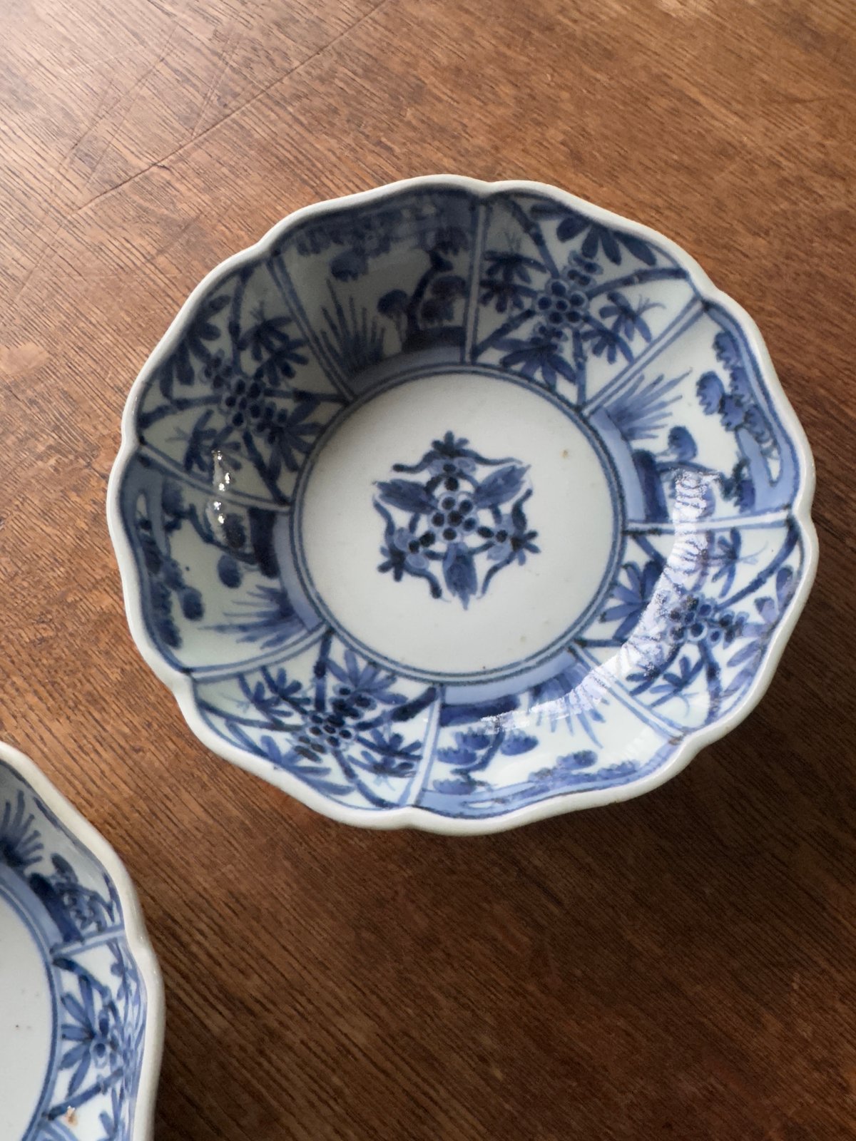 古伊万里 染付松竹梅文 輪花膾皿 渦福銘 2客セット | Kaikaroman