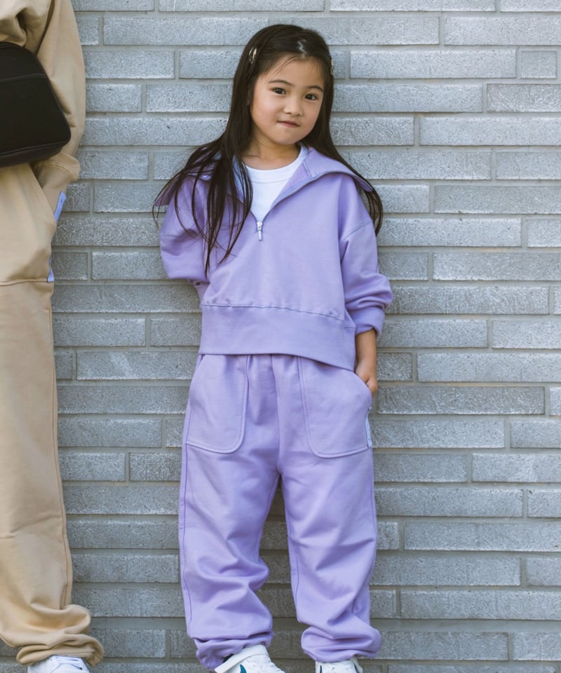 KIDS BIG COLLAR HALF ZIP TOP／キッズビッグカラーハーフジップトップ
