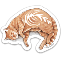 「カフェラテ猫」耐水ステッカー