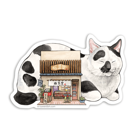 「nekomachi」：和菓子屋　耐水ステッカー