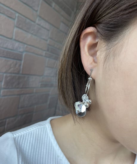 𝒩𝑜.020  シルバーチャームフープピアス