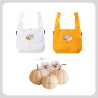 【オレンジ完売】食いしん坊ペアの大きめエコバッグ