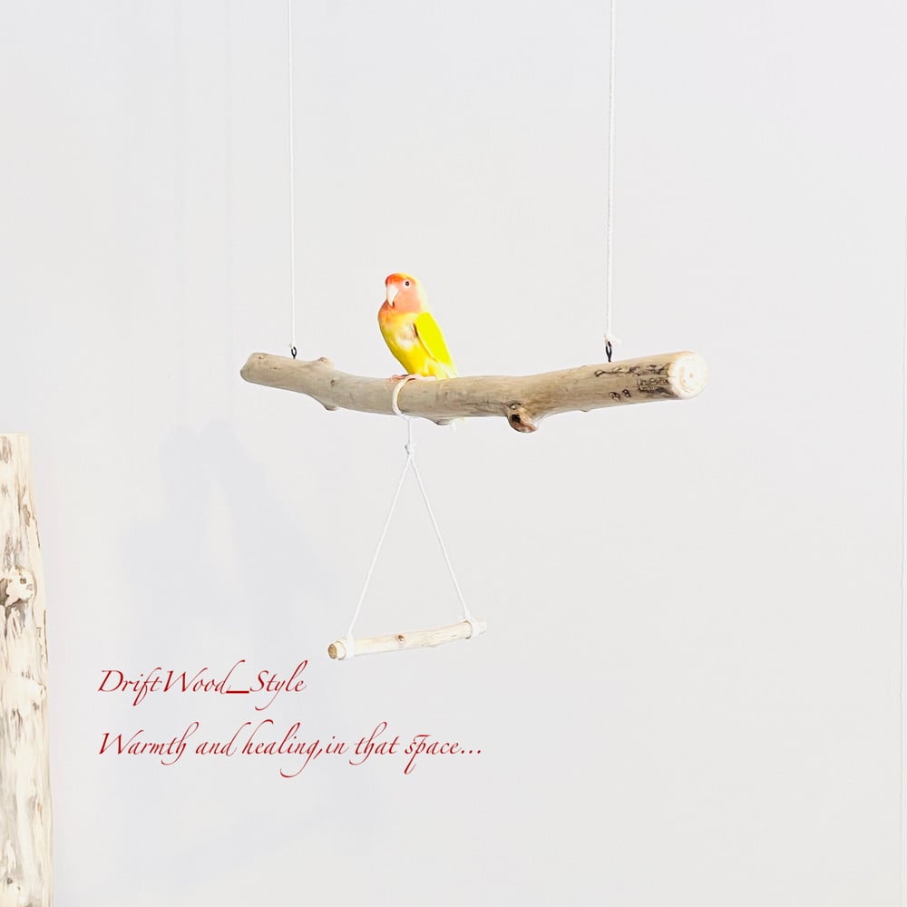 流木止まり木 シンプルな天然流木の小鳥の止まり木 吊り下げタイプ