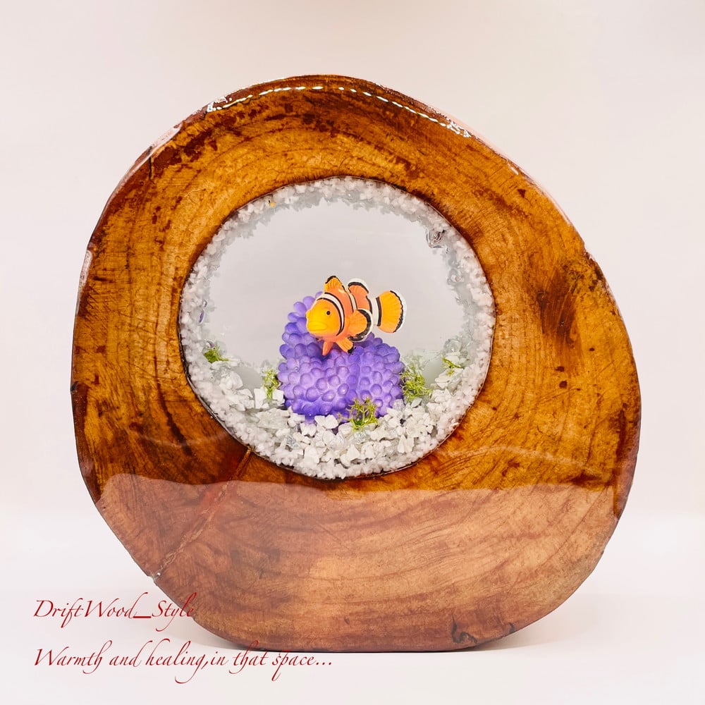 海の世界を閉じ込めた流木アート カクレクマノミ 水中ジオラマ 流木