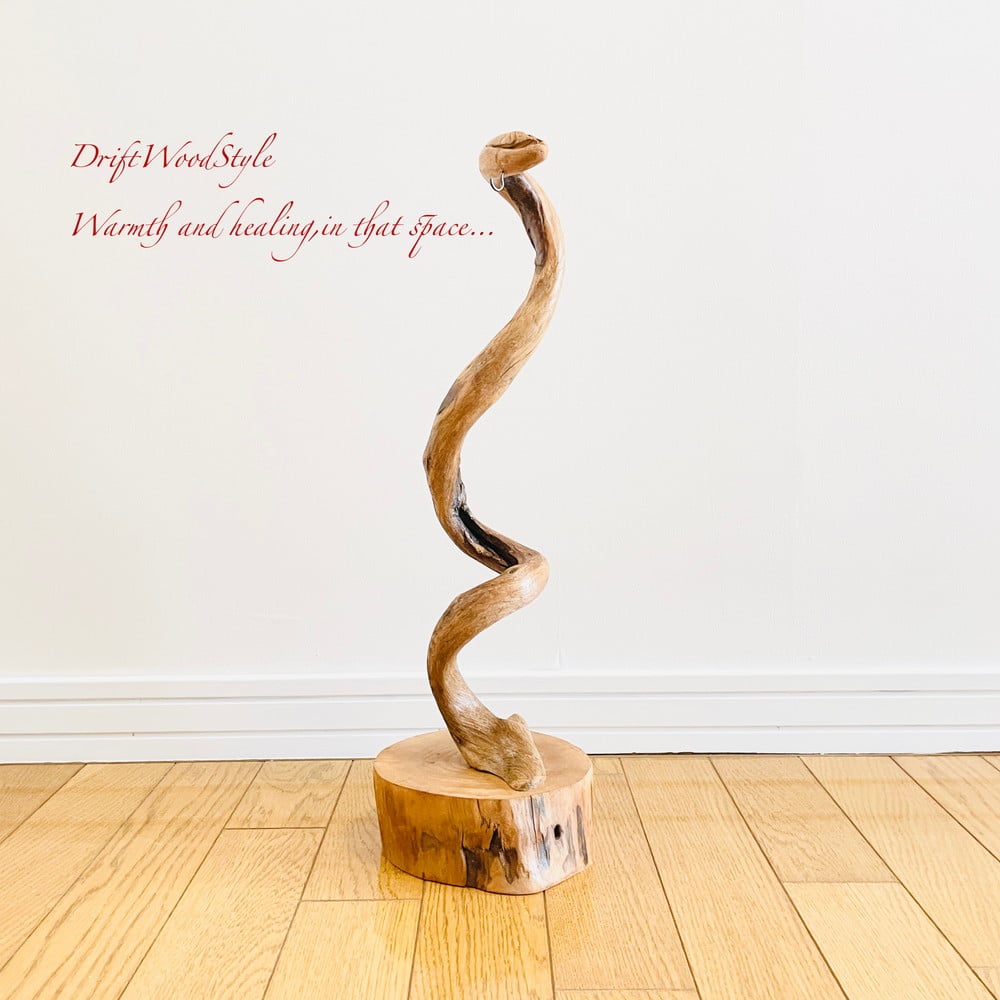 螺旋を描く枝のSサイズの流木スタンド エアプラントを飾れる置物 N1