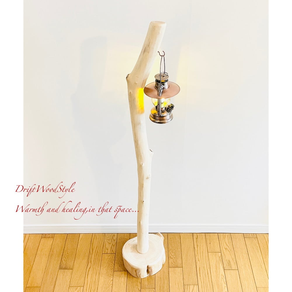 無垢で白く美しい大型サイズの流木スタンド ランタンやエアプラントを