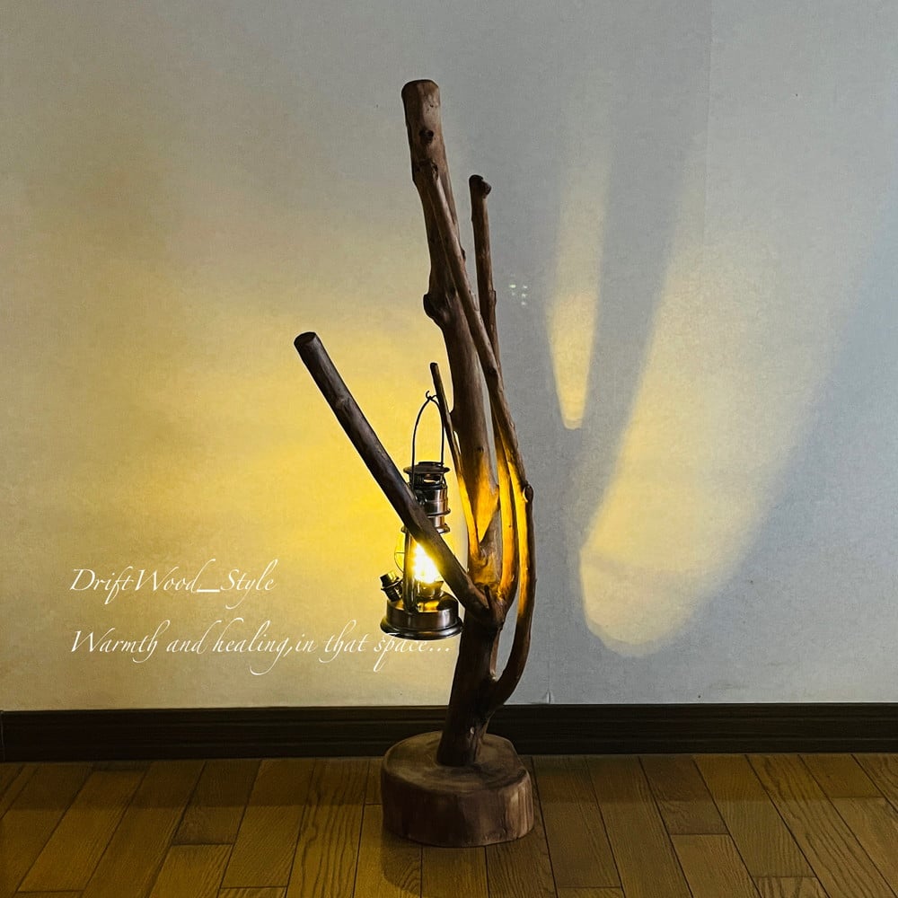 流木インテリア 枝が扇状に伸びる流木スタンド ランタンやエアプラント