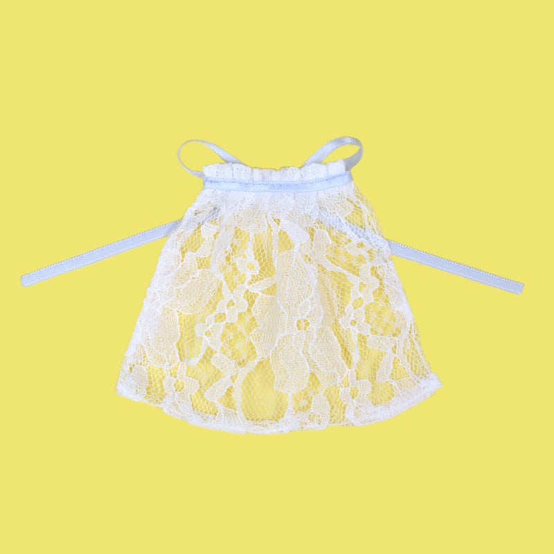 レースエプロン付きワンピースセット ブルー for 22cm dolls Dear Darli