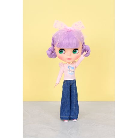 肩フリル長袖Tシャツ ピンク for 22cm dolls Dear Darling fashion for dolls
