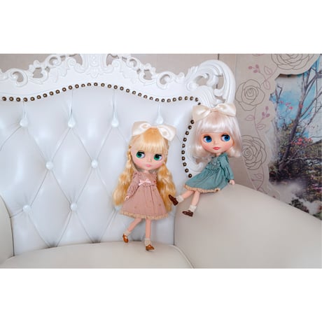 スクエアヨークワンピース ピンクfor 22cm dolls Dear Darling fashion for dolls
