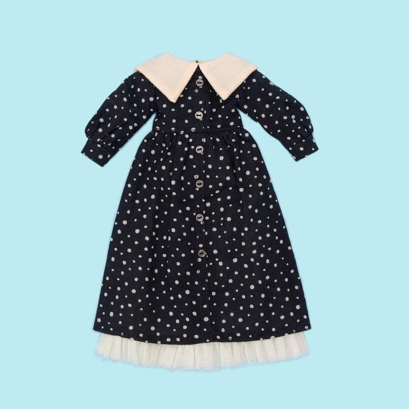 ビッグカラーシャツワンピースセット ブラック for22cmドール Dear