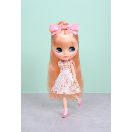 レースエプロン付きワンピースセット ピンク for 22cm dolls Dear Darling fashion for dolls