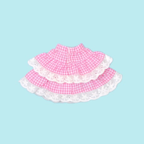 mezzo pianoコラボレーション ギンガムチェックドレスセット ピンク Dear Darling fashion for dolls