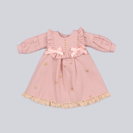 スクエアヨークワンピース ピンクfor 22cm dolls Dear Darling fashion for dolls