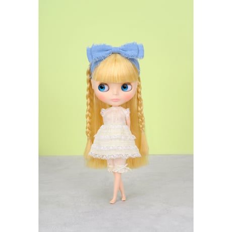 mezzo pianoコラボレーション パッチワークドレスセット ブルー Dear Darling fashion for dolls