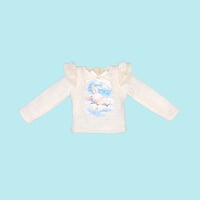 肩フリル長袖Tシャツ ホワイトfor 22cm doll Dear Darling fashion for dolls