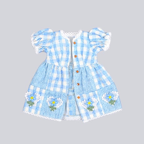 mezzo pianoコラボレーション パッチワークドレスセット ブルー Dear Darling fashion for dolls