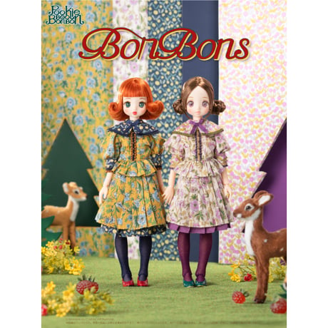 BonBons 花柄MIXブラウス＆スカートセット マスタード×ネイビー