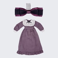 フリルヨークロングワンピースセット パープルfor22cm dolls Dear Darling fashion for dolls