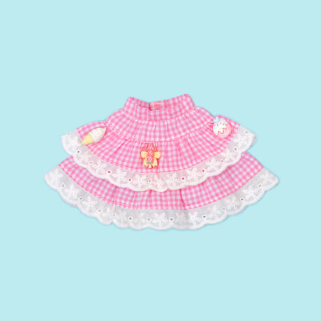 mezzo pianoコラボレーション ギンガムチェックドレスセット ピンク Dear Darling fashion for dolls