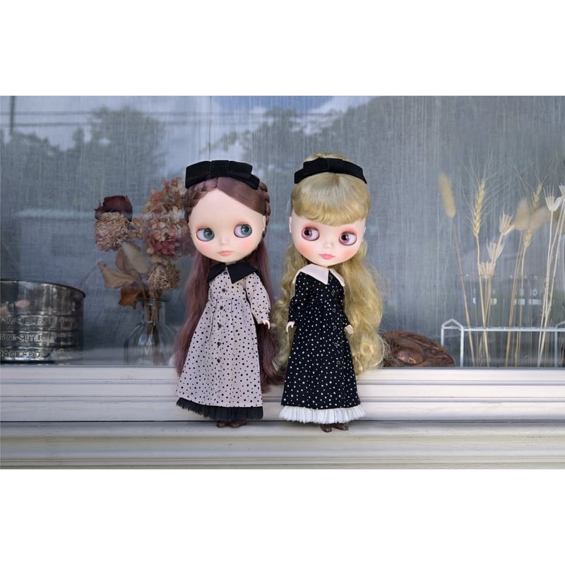 ビッグカラーシャツワンピースセット ブラック for22cmドール Dear