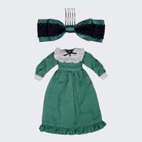フリルヨークロングワンピースセット グリーンfor22cm dolls Dear Darling fashion for dolls