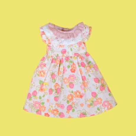 レースエプロン付きワンピースセット ピンク for 22cm dolls Dear Darling fashion for dolls