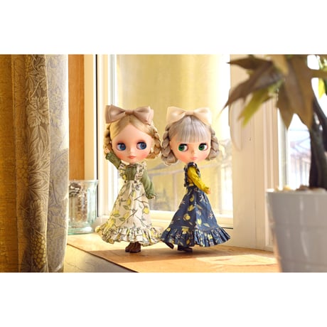 ロングジャンパースカートセット レモンネイビーfor 22cm dolls Dear Darling fashion for dolls