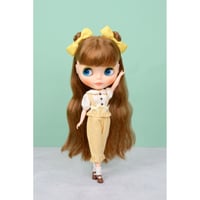 フリルテーパードサロペット イエローfor 22cm dolls Dear Darling fashion for dolls