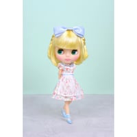 レースエプロン付きワンピースセット ブルー for 22cm dolls Dear Darling fashion for dolls