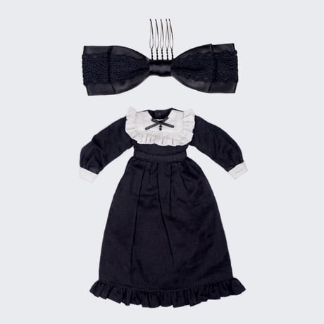 フリルヨークロングワンピースセット ブラックfor22cm dolls Dear Darling fashion for dolls