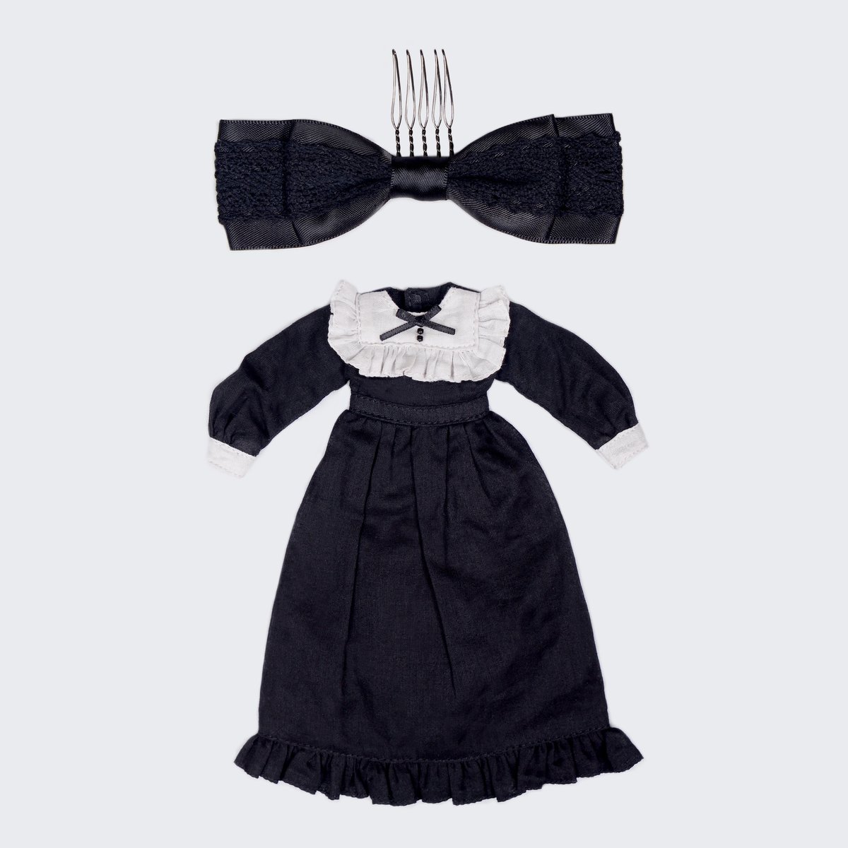 フリルヨークロングワンピースセット ブラックfor22cm dolls フリルヨークロングワンピースセット ブラックfor22cm dolls