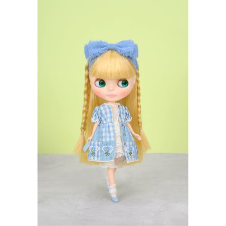 mezzo pianoコラボレーション パッチワークドレスセット ブルー Dear Darling fashion for dolls