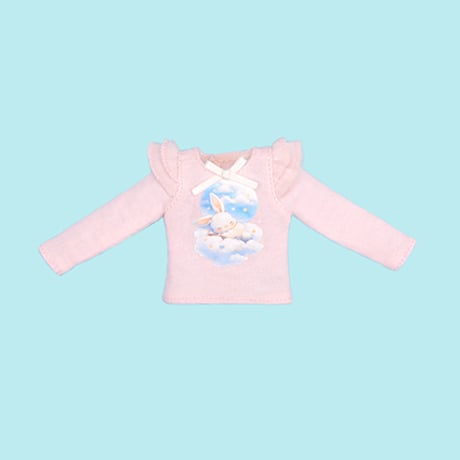肩フリル長袖Tシャツ ピンク for 22cm dolls Dear Darling fashion for dolls