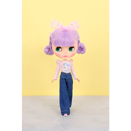 肩フリル長袖Tシャツ ピンク for 22cm dolls Dear Darling fashion for dolls