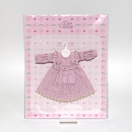 ヨークギンガムワンピース パープル for 22cm dolls Dear Darling fashion for dolls