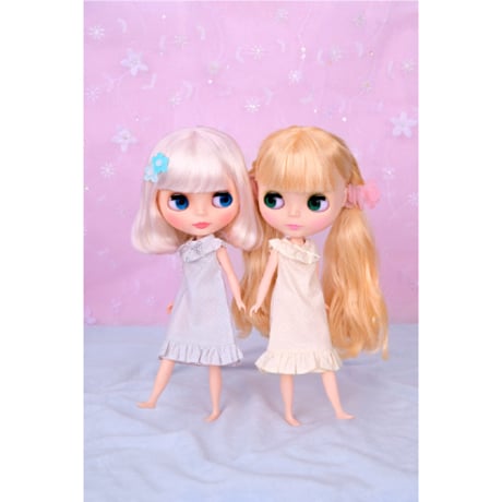 ラビングケアワンピース オフホワイトドットfor 22cm dolls Dear Darling fashion for dolls