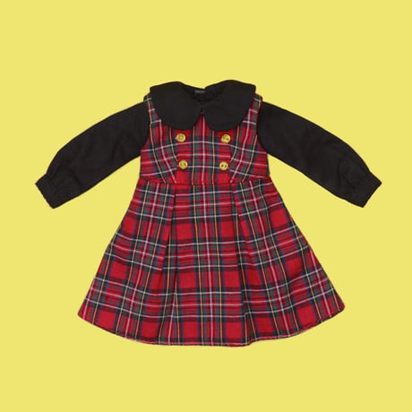 チェックジャンパースカートセット レッドfor22cm dolls Dear Darling fashion for dolls