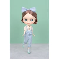 フリルテーパードサロペット ライトブルーfor 22cm dolls Dear Darling fashion for dolls