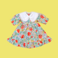 つけ襟付きワンピース グリーン for 22cm dolls Dear Darling fashion for dolls
