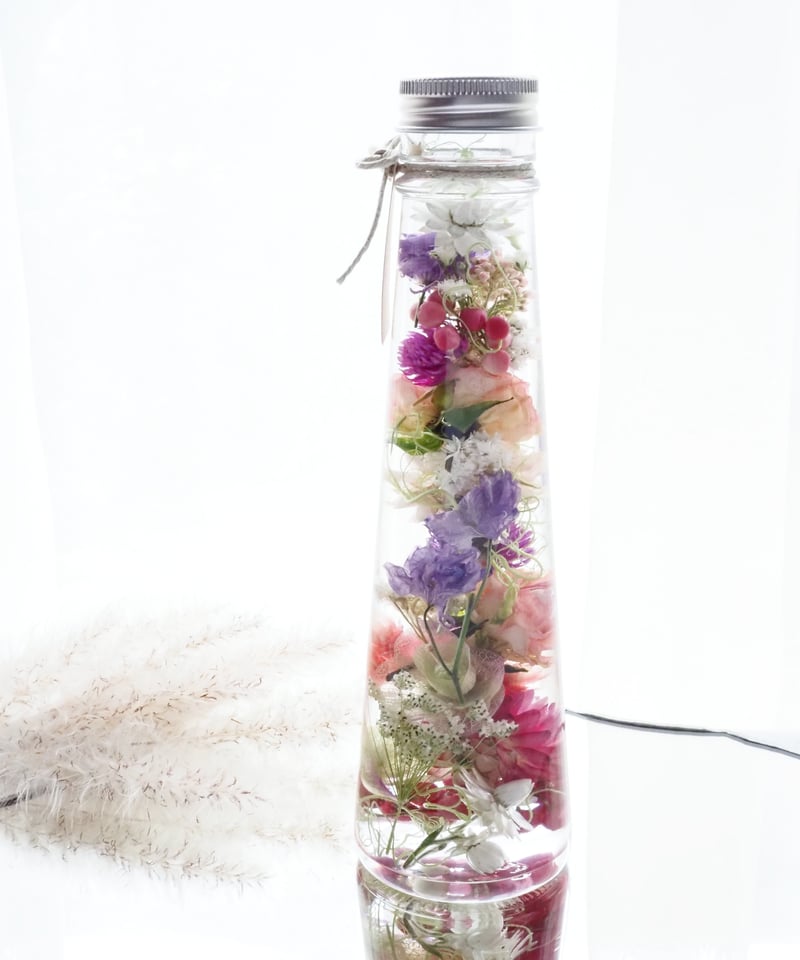 ◆ハーバリウム　288 華やかな染めバラのbottle ¨*:✼.。 Y様専用】バラのハーバリウム（ピンク&紫） | zelkova's aroma garden